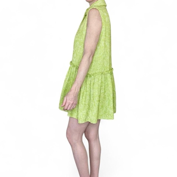 Zara Green Textured Sleeveless Preppy Mini Dress - Picture 6 of 8